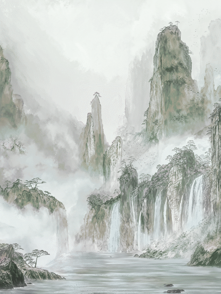 Echoes of  Tranquil  Pagodas Wall Mural