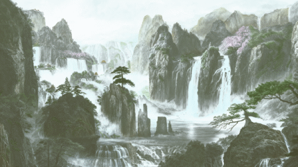 Echoes of Celestial Falls Wall Mural