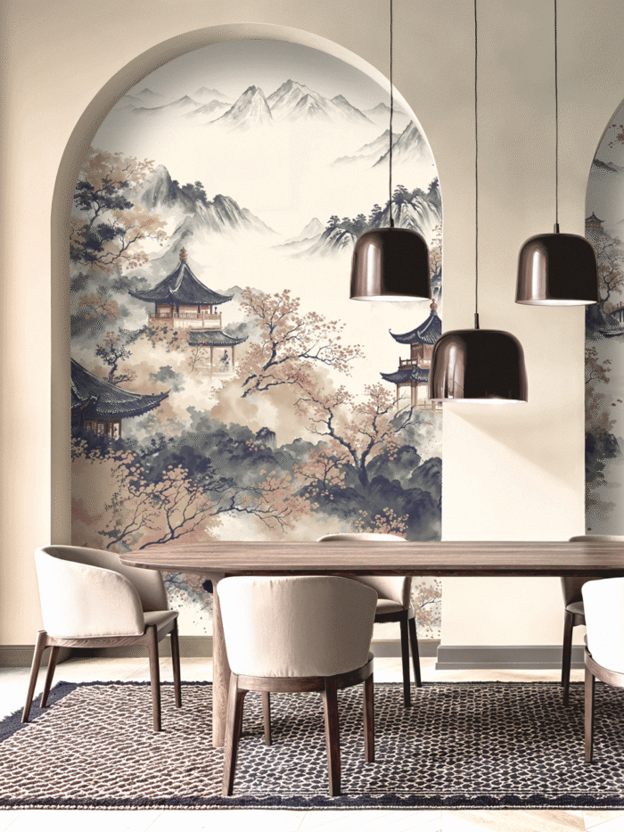 Echoes of  Tranquil  Pagodas Wall Mural
