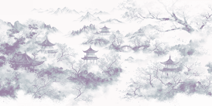 Echoes of  Tranquil  Pagodas Wall Mural
