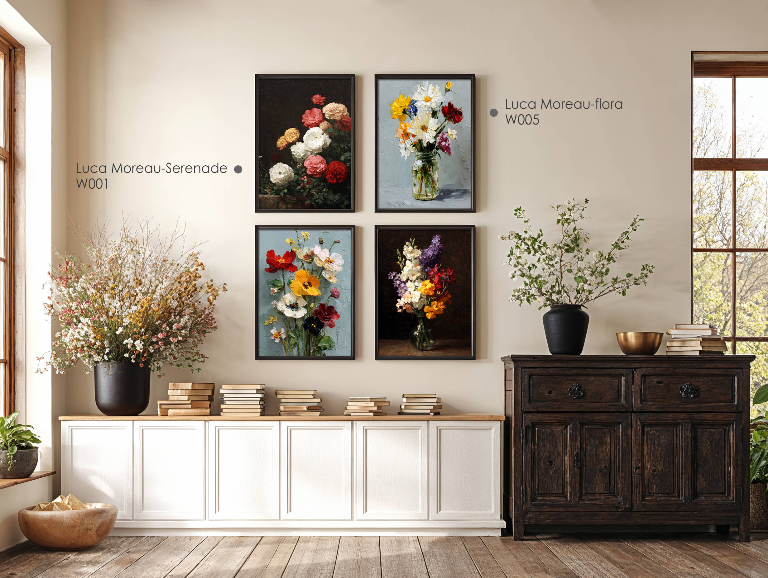 Framed art for interior decor