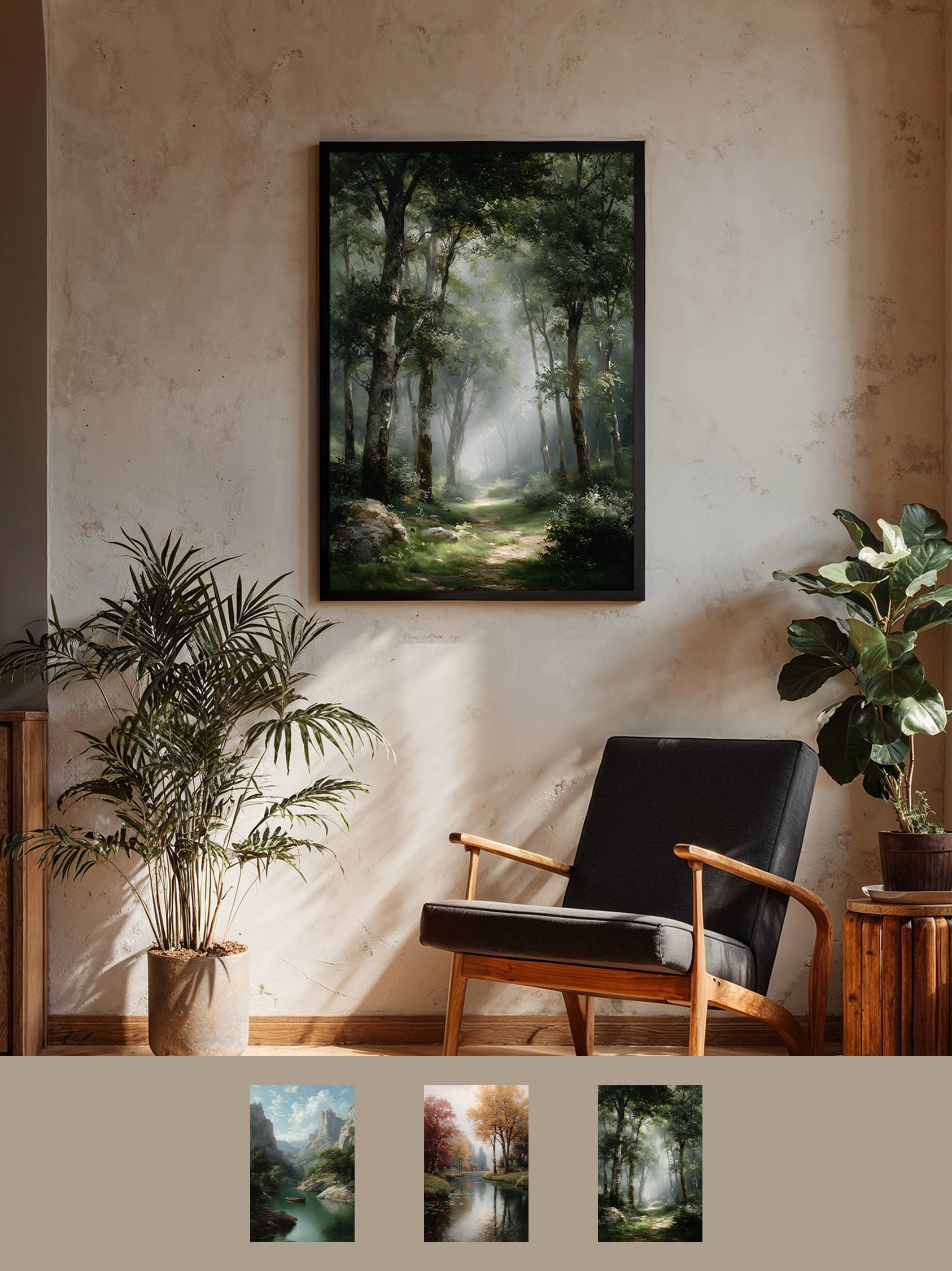 Framed art for interior decor