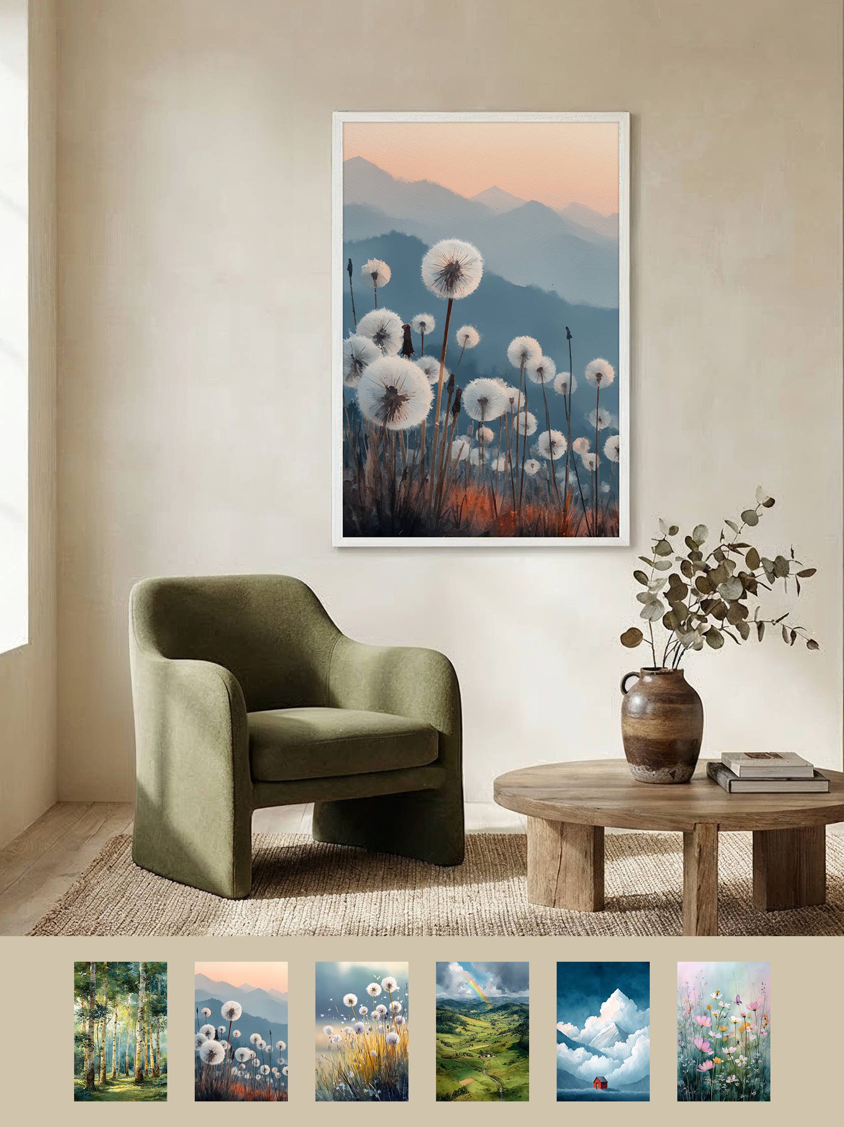 Framed art for interior decor