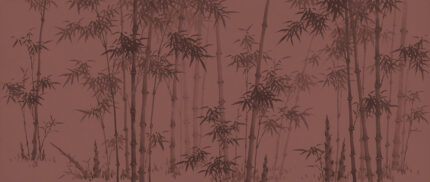 Musee custom wall mural featuring a traditional ink wash painting of a bamboo forest with detailed leaves and stalks in a serene Chinoiserie style.