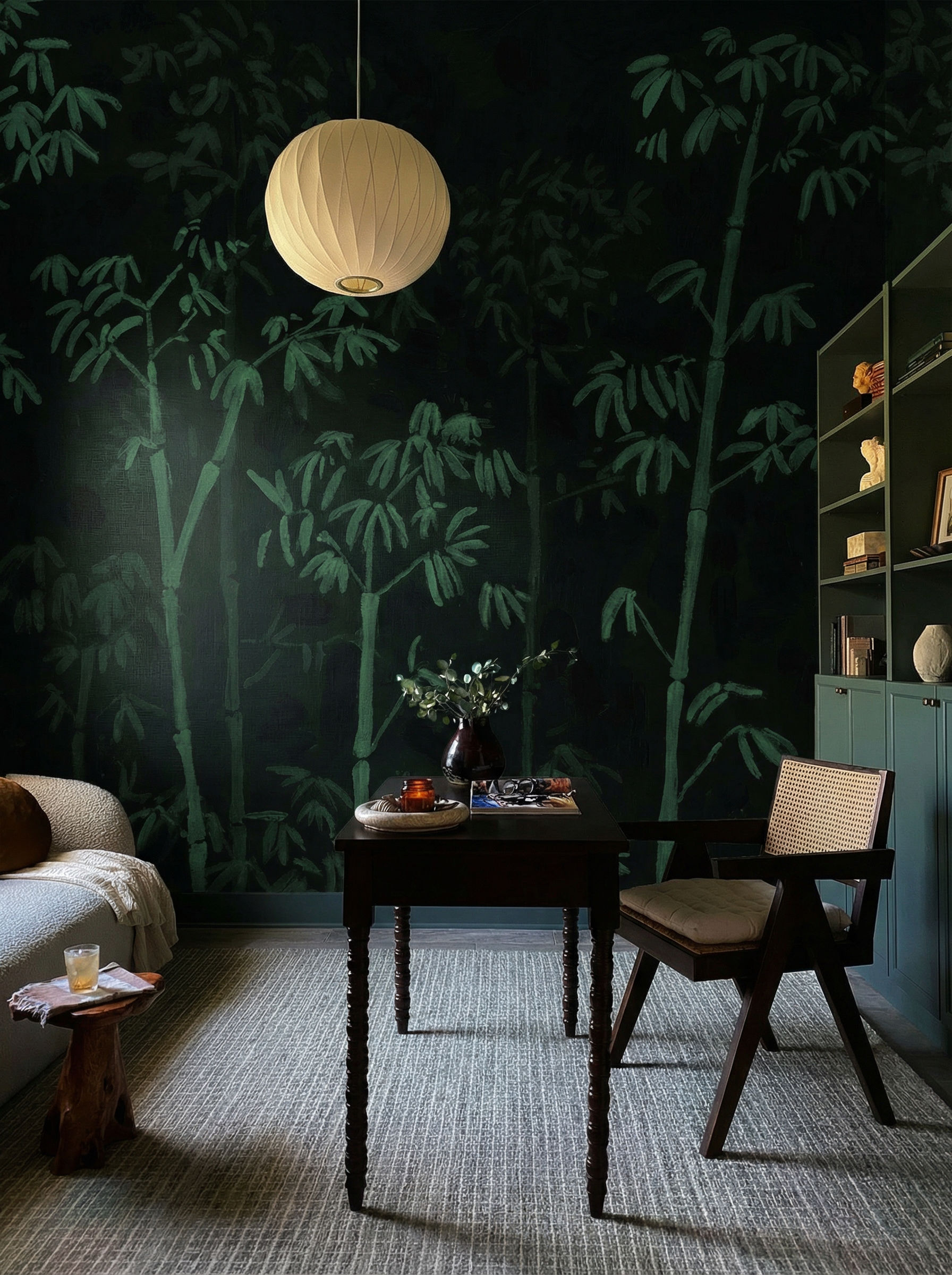 Musee | Whispering Bamboo Wall Mural Impressionist style bamboo forest wall mural by Musee, featuring artistic brushstrokes and dappled light effect, luxury wallpaper design available in Dubai UAE.