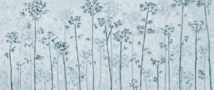 Impressionist style bamboo forest wall mural by Musee, featuring artistic brushstrokes and dappled light effect, luxury wallpaper design available in Dubai UAE.