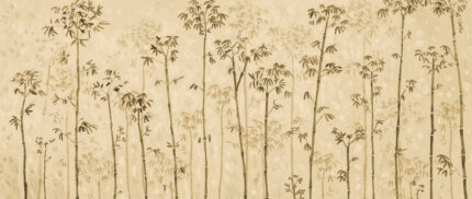 Impressionist style bamboo forest wall mural by Musee, featuring artistic brushstrokes and dappled light effect, luxury wallpaper design available in Dubai UAE.