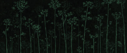 Impressionist style bamboo forest wall mural by Musee, featuring artistic brushstrokes and dappled light effect, luxury wallpaper design available in Dubai UAE.