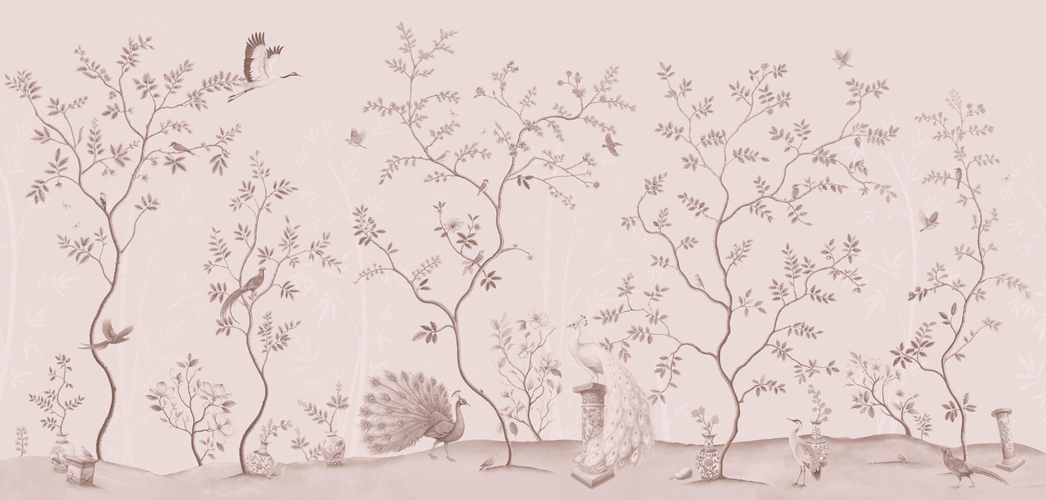 Oriental Serenity Chinoiserie Wall Mural Dubai | Peacock & Crane | Musee