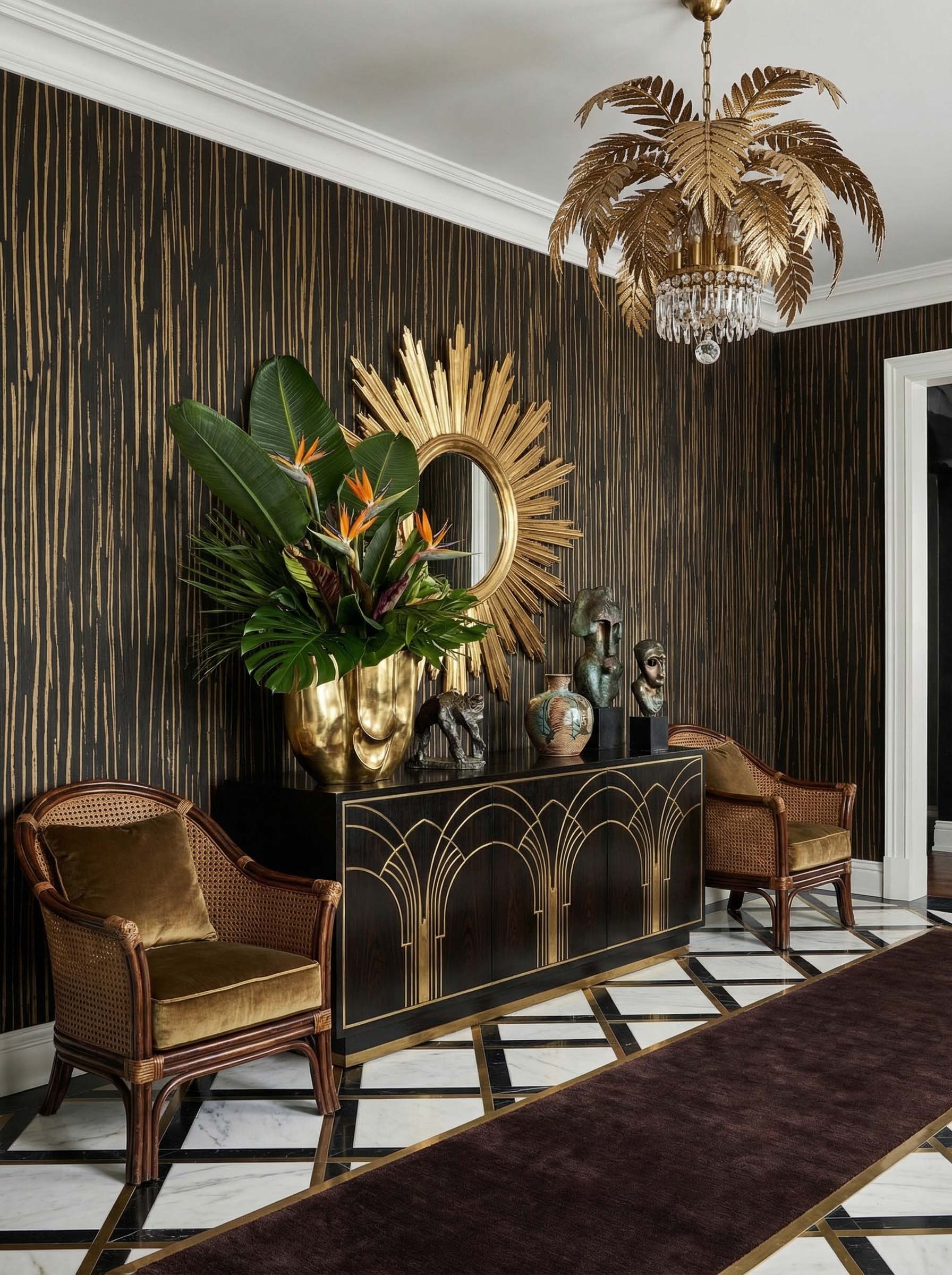 Musee | Tactile Threads Wall Mural Musee custom minimalist wallpaper featuring dense, hand-drawn vertical lines resembling organic textures like woven grass or natural bark.