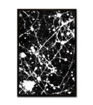 Abstract expressionist black and white paint splatter artwork. Premium abstract framed wall decor for modern minimalist homes in the UAE.
