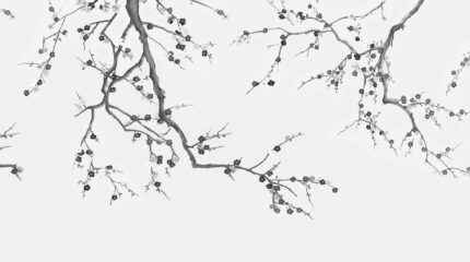 تصميم ورق حائط Musee يعرض نمط "Graceful Branches" بألوان متنوعة، ويتميز برسمة شرقية كلاسيكية لأغصان الأشجار وأزهار الربيع.