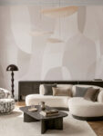 Musee product main image displaying the complete Fluid Serenity wallpaper , featuring a seamless abstract illustration of soft overlapping organic shapes in a contemporary minimalist style