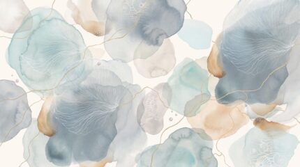 Musee custom wallpaper design showcasing the Ethereal Aura pattern in various colorways, featuring contemporary abstract watercolor art for elegant interiors.C