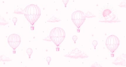 Musee custom wallpaper design showcasing the Skyward Slumber pattern in various colorways, featuring gentle watercolor aviation art for elegant nurseries.D