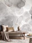 Musee product main image displaying the complete Ethereal Aura wallpaper pattern, featuring a seamless illustration of fluid watercolor shapes and delicate line art.