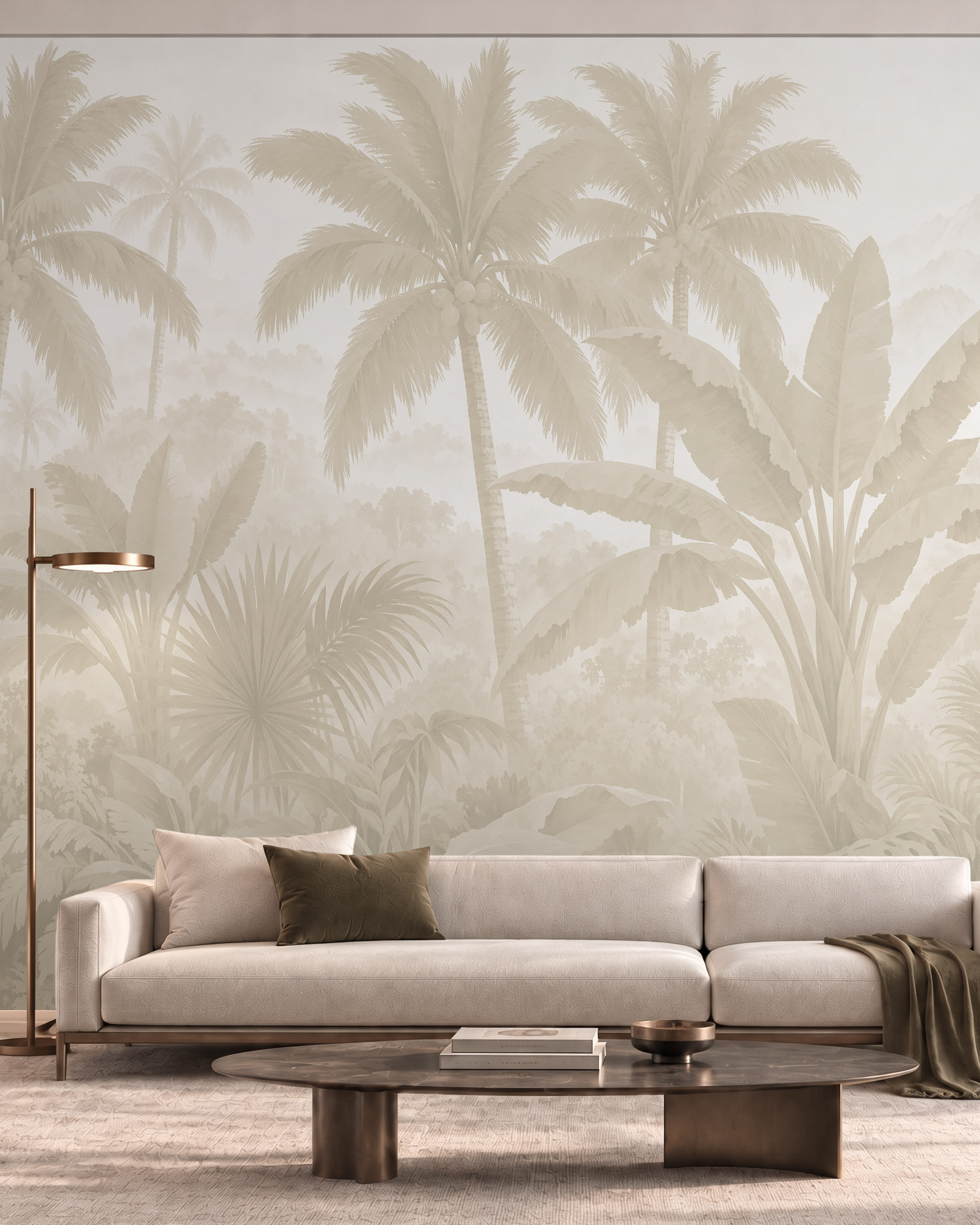 Emerald Horizon tropical jungle wallpaper mural in an elegant nature inspired interior 5