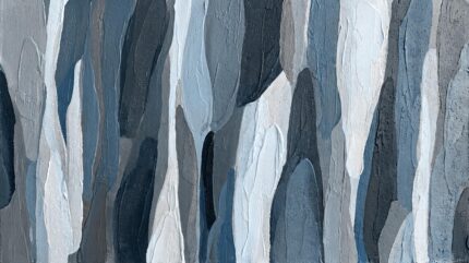 Pigment Strata abstract wallpaper mural with layered impasto brushstrokes in blue, plum, taupe and ivory G