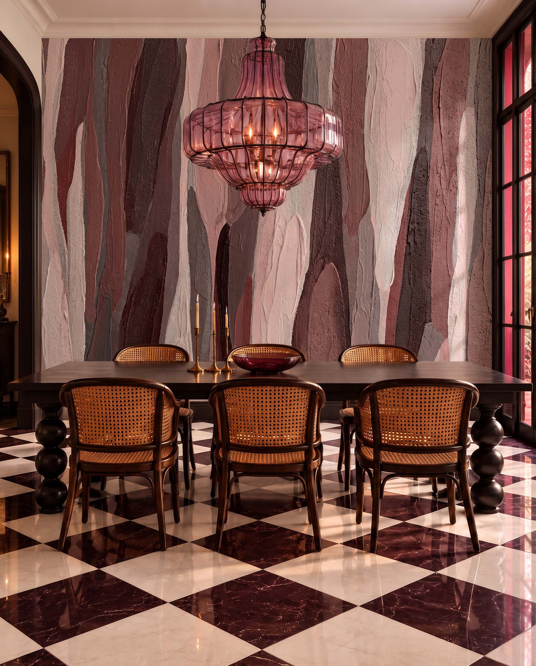 Pigment Strata textured abstract wallpaper mural in a contemporary interior 4