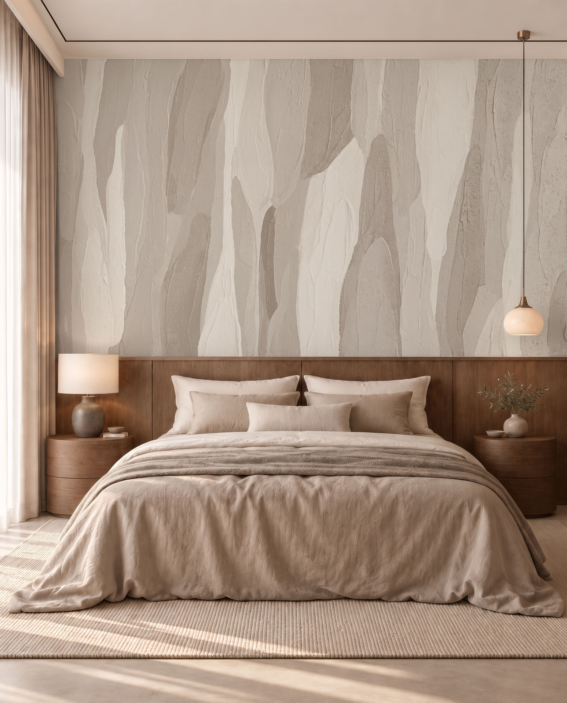 Pigment Strata textured abstract wallpaper mural in a contemporary interior 5