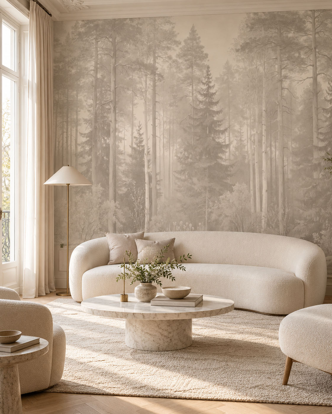 Sylvan Reverie vintage forest wallpaper mural in a nature inspired interior 4