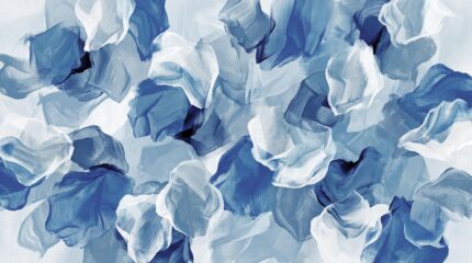 Veiled Petals abstract floral wallpaper mural with layered ivory, beige and misty grey petals G