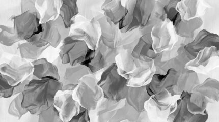 Veiled Petals abstract floral wallpaper mural with layered ivory, beige and misty grey petals I