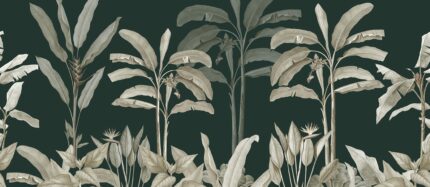 Verdant Canopy botanical wallpaper mural with banana leaves and bird of paradise plants G