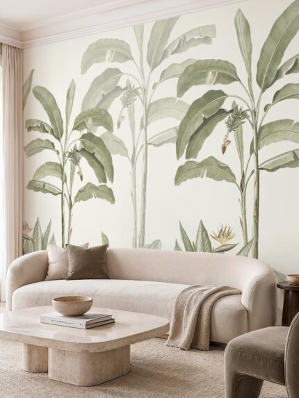 Verdant Canopy tropical botanical wallpaper with banana trees